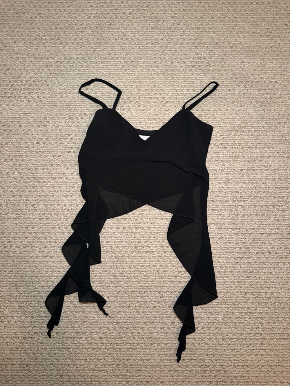 Black Ruffle Tie-Front Cami Top